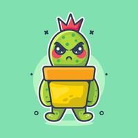 serious cactus on pot character mascot with angry expression isolated cartoon vector