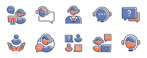 customer service icon set client online support assistance symbol business user care center illustration template design vector