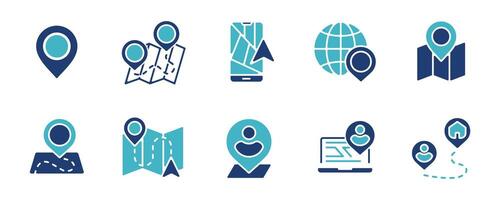 map location pinpoint icon set collection global guide navigation illustration for web and app template design vector