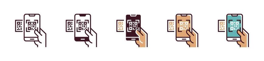 mobile QR code scan payment icon . frame scanner identification for shopping apps or web illustration design vector