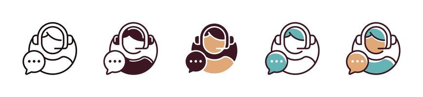 online call center for live support and service icon set client care assistance symbol illustration vector