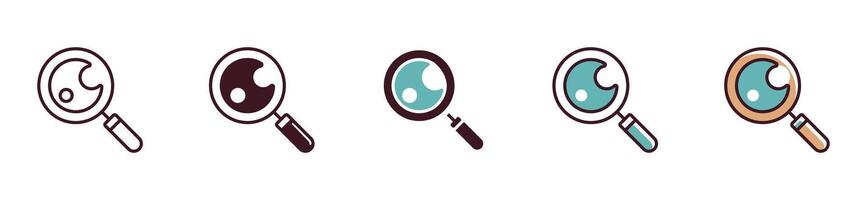 set of search glasses icon explore optical magnifier for discovery symbol illustration web or app vector