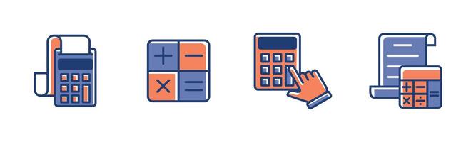 calculator icon set accounting financial calculating machine symbol illustration vector
