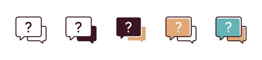 chat faq icon set. question and answer online support frequently asked questions help symbol illustration design vector