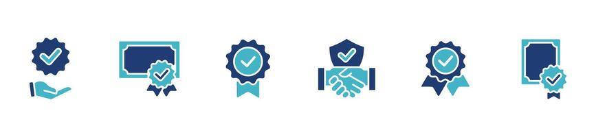collection of checkmark approved verification success icon set blue badge guarantee agreement seal illustration for web and app vector