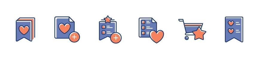 favorite bookmark icon set for wishlist label loved product online shopping collection symbol illustration for web and app design vector