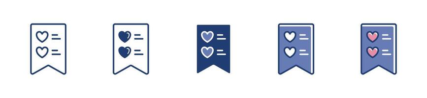 saved list for favorited wishlist icon liked love note memo list symbol illustration vector