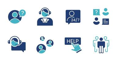 set of human community support icon people network business management assistant symbol illustration full collection design vector