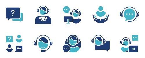 online support assistant icon set customers service agent assist client care symbol illustration for web and app vector