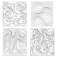 Collection of wireframes wavy abstract lines vector