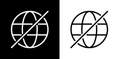 No internet, crossed out globe icon. Offline, network off concept vector