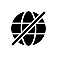 No internet, crossed out globe icon. Offline, network off concept vector