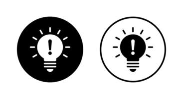 Exclamation mark on light bulb icon black circle. Warning sign symbol vector