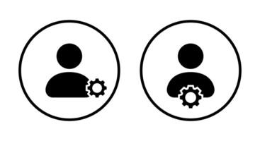 Simple avatar with gear icon on circle line vector