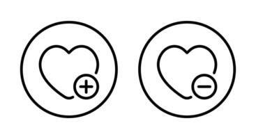 Add and remove wishlist icon on circle line. Favorite product concept vector