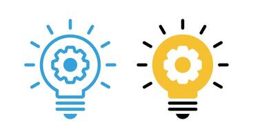 Light bulb with gear icon in flat style. Implementation, development cogwheel concept vector