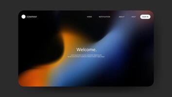 Abstract wave futuristic design of landing page. retro gradient mesh website design vector