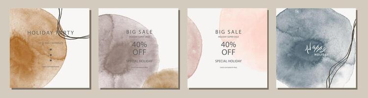watercolor artistic square template design. Suitable for social media posts, cards, invitations, banner and web ads vector