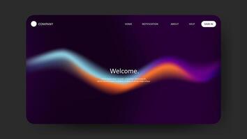 Abstract wave futuristic design of landing page. retro gradient mesh website design vector