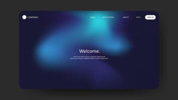 Abstract wave futuristic design of landing page. retro gradient mesh website design vector