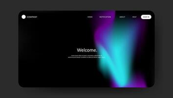 Abstract wave futuristic design of landing page. retro gradient mesh website design vector