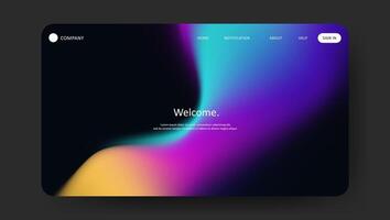 Abstract wave futuristic design of landing page. retro gradient mesh website design vector