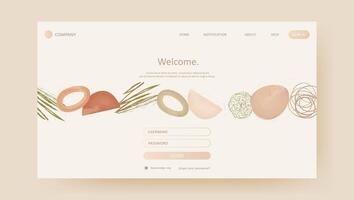 Abstract elegant boho art welcome website template. aesthetic website landing page or banner template modern style vector