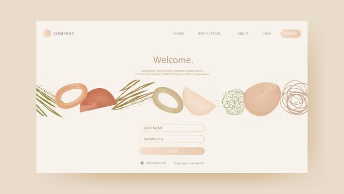 Abstract elegant boho art welcome website template. aesthetic website landing page or banner template modern style