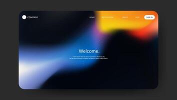 Abstract wave futuristic design of landing page. retro gradient mesh website design vector