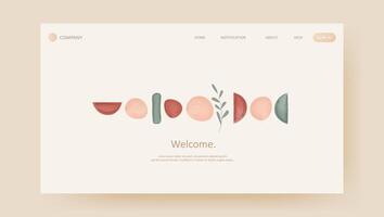 Abstract elegant boho art welcome website template. aesthetic website landing page or banner template modern style vector