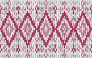 Knitted pattern seamless fabric white-red color tone. traditional knitted pattern ethnic style. Designed for background ,wallpaper ,carpet ,clothing ,knitted pattern ,fabric ,pixel art ,textile vector