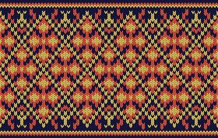 Knitted pattern seamless fabric orange color tone. traditional knitted pattern ethnic style. Designed for background ,wallpaper ,carpet ,clothing ,knitted pattern ,fabric ,pixel art ,textile vector