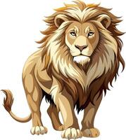 Majestic illustration of a fierce lion with a flowing mane on a white background vector