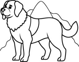 A dog is standing in front of a mountain vector