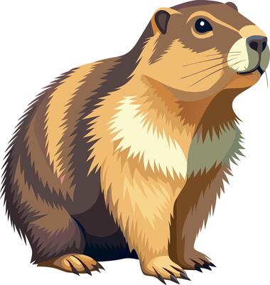 Illustration of a groundhog in side pose on a white background