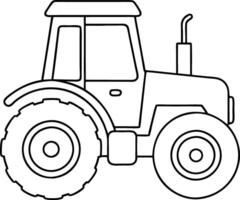 A tractor is shown in a black and white drawing vector