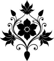 A black and white flower design with a large flower in the center vector