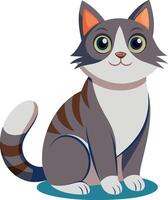 Cute cartoon cat sitting with a friendly expression on a white background vector