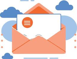 An orange envelope with a white label on it vector