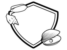 Seashell Frame Sketch Line Art vector