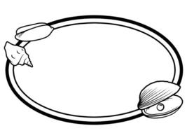 Seashell Line Art Black and White vector