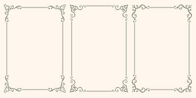 set with different swirled floral ornaments frames vector