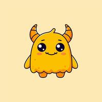 cute and simple yellow horned monster vectors