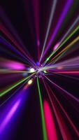 Vertical - technology background with high speed colorful fiber optic data stream light beams and glowing particles. This futuristic tech motion animation is full HD and a seamless loop. video