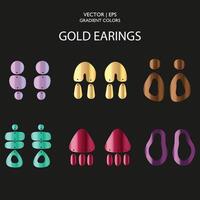 Different metallic earrings in different gradient colors vector