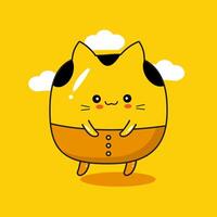 a cartoon cat with a yellow background vector