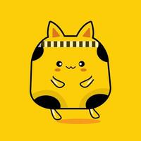 a cartoon cat with a yellow background vector