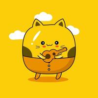 a cartoon cat with a yellow background vector
