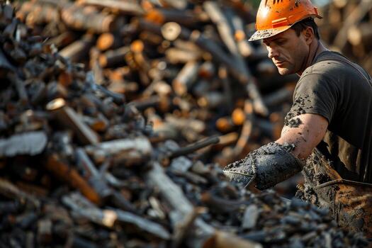 A man in a hard hat is working in a mine photo