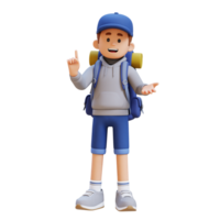 3D Traveller Character Explaining Pose png